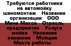 Требуются работники на автомойку/шиномонтаж › Название организации ­ ООО Мини-Макси › Отрасль предприятия ­ Услуги мойки › Название вакансии ­ Мойщик › Место работы ­ Жердева 10в › Подчинение ­ Администратор › Минимальный оклад ­ 10 000 › Максимальный оклад ­ 25 000 › Процент ­ 35 › Возраст от ­ 20 › Возраст до ­ 40 - Бурятия респ. Работа » Вакансии   . Бурятия респ.